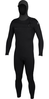 2026 O'Neill Mens Epic 6/4mm Chest Zip Hooded Wetsuit 5649 - Black / Black / Black